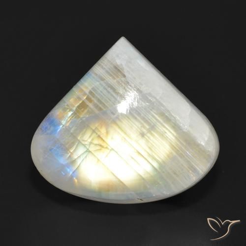 13.90ct Natural Blanco azulado Piedra lunar arcoíris, En forma de pera, Translúcido