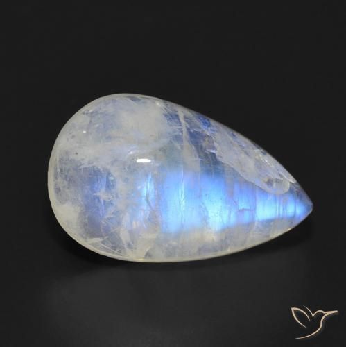7.70ct Natural Blanco azulado Piedra lunar arcoíris, En forma de pera, Translúcido