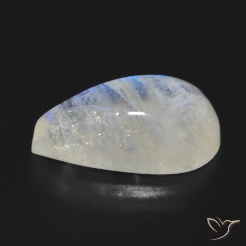 Piedra lunar arcoíris Blanco azulado natural de 7.70 ct, En forma de pera, Translúcido