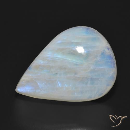 26.32ct Natural Blanco azulado Piedra lunar arcoíris, En forma de pera, Translúcido