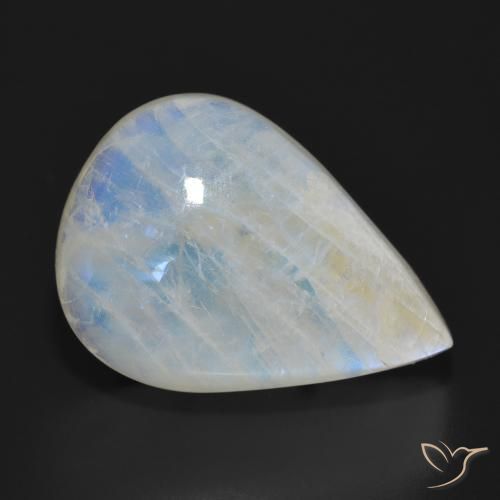 Piedra lunar arcoíris Blanco azulado natural de 26.32 ct, En forma de pera, Translúcido
