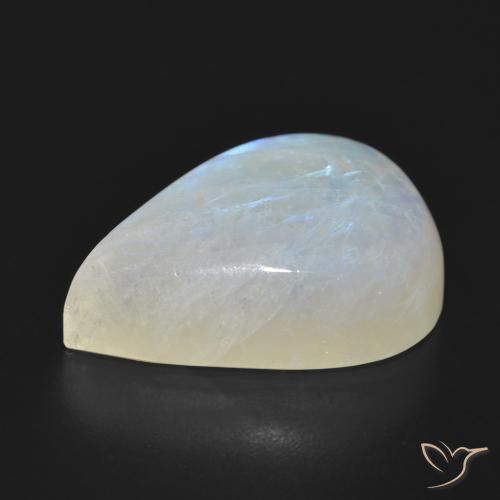 Piedra lunar arcoíris Blanco azulado natural de 26.32 ct, En forma de pera, Translúcido