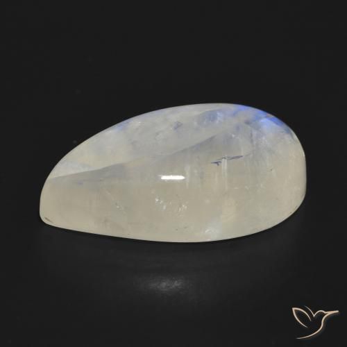 Piedra lunar arcoíris Blanco azulado natural de 21.02 ct, En forma de pera, Translúcido