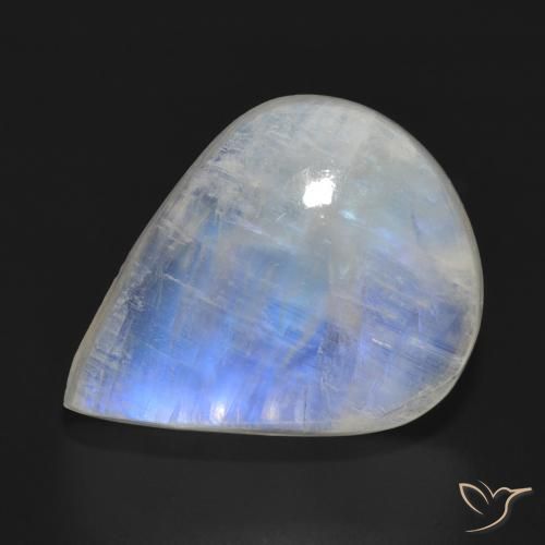 15.29ct Natural Blanco azulado Piedra lunar arcoíris, En forma de pera, Translúcido