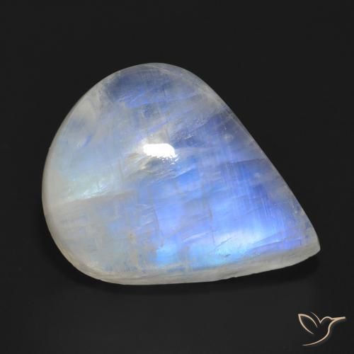 Piedra lunar arcoíris Blanco azulado natural de 15.29 ct, En forma de pera, Translúcido