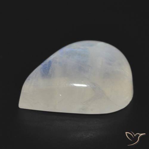 Piedra lunar arcoíris Blanco azulado natural de 15.29 ct, En forma de pera, Translúcido