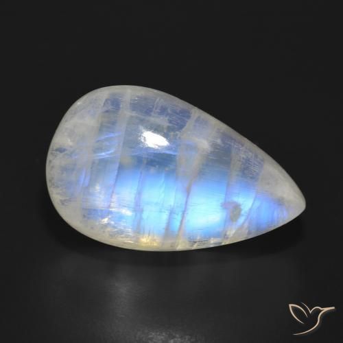 17.91ct Natural Blanco azulado Piedra lunar arcoíris, En forma de pera, Translúcido