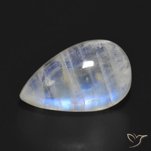 Piedra lunar arcoíris Blanco azulado natural de 17.91 ct, En forma de pera, Translúcido