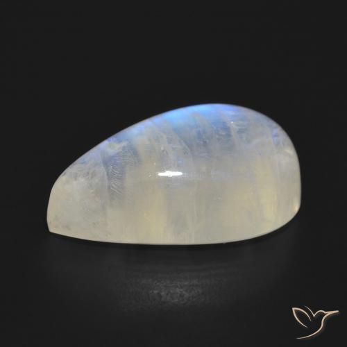 Piedra lunar arcoíris Blanco azulado natural de 17.91 ct, En forma de pera, Translúcido