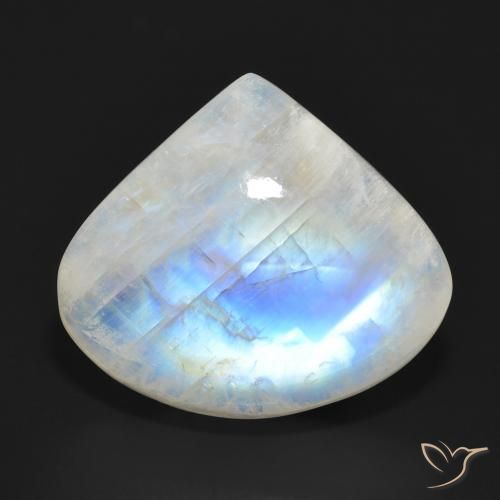 15.97ct Natural Blanco azulado Piedra lunar arcoíris, En forma de pera, Translúcido