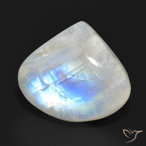 Piedra lunar arcoíris Blanco azulado natural de 15.97 ct, En forma de pera, Translúcido