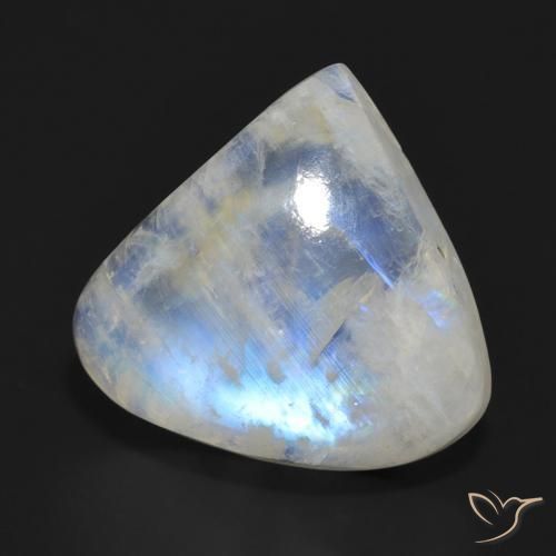Piedra lunar arcoíris Blanco azulado natural de 12.67 ct, En forma de pera, Translúcido
