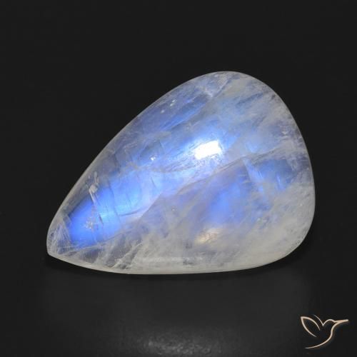 10.21ct Natural Blanco azulado Piedra lunar arcoíris, En forma de pera, Translúcido