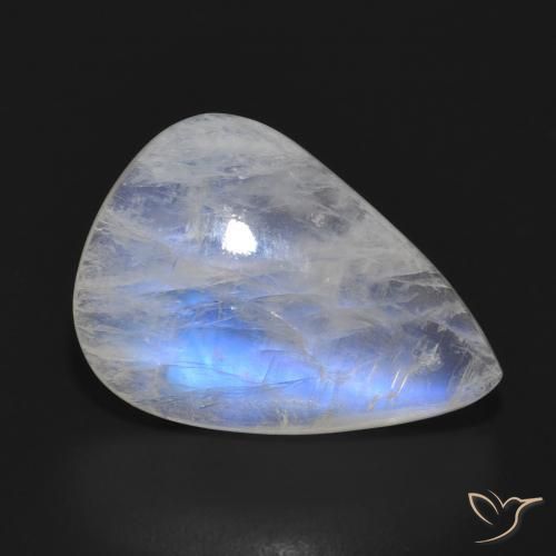 Piedra lunar arcoíris Blanco azulado natural de 10.21 ct, En forma de pera, Translúcido