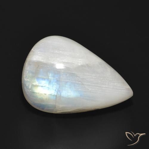 Piedra lunar arcoíris Blanco azulado natural de 16.83 ct, En forma de pera, Translúcido