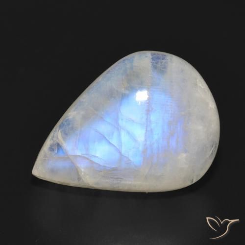 12.69ct Natural Blanco azulado Piedra lunar arcoíris, En forma de pera, Translúcido