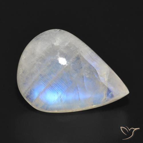 Piedra lunar arcoíris Blanco azulado natural de 12.69 ct, En forma de pera, Translúcido