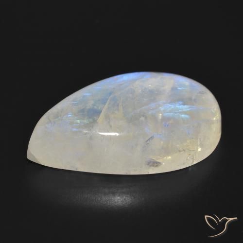 Piedra lunar arcoíris Blanco azulado natural de 28.68 ct, En forma de pera, Translúcido