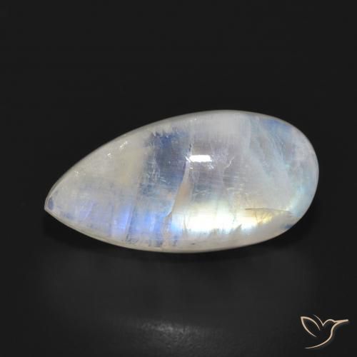 12.48ct Natural Blanco azulado Piedra lunar arcoíris, En forma de pera, Translúcido