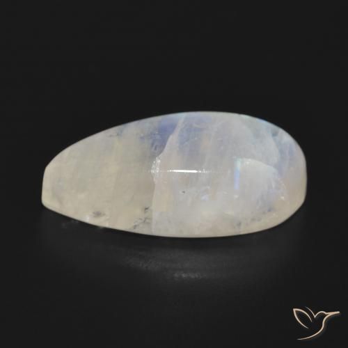 Piedra lunar arcoíris Blanco azulado natural de 12.48 ct, En forma de pera, Translúcido