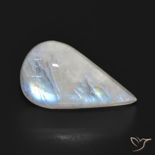 Piedra lunar arcoíris Blanco azulado natural de 12.76 ct, En forma de pera, Translúcido