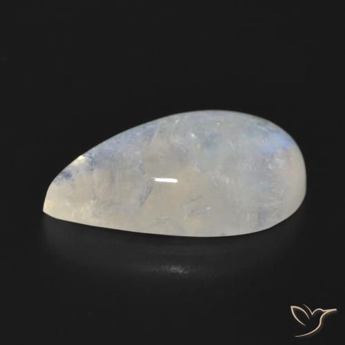 Piedra lunar arcoíris Blanco azulado natural de 14.91 ct, En forma de pera, Translúcido