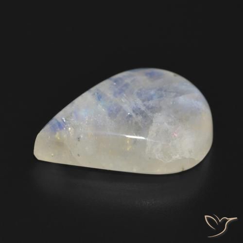 Piedra lunar arcoíris Blanco azulado natural de 18.57 ct, En forma de pera, Translúcido