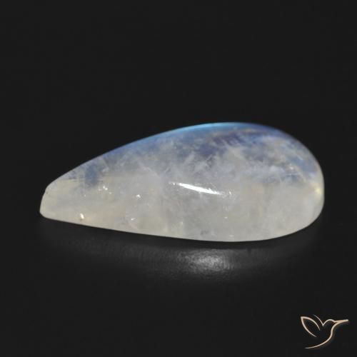 Piedra lunar arcoíris Blanco azulado natural de 11.31 ct, En forma de pera, Translúcido