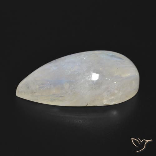 Piedra lunar arcoíris Blanco azulado natural de 25.85 ct, En forma de pera, Translúcido