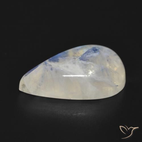 Piedra lunar arcoíris Blanco azulado natural de 17.93 ct, En forma de pera, Translúcido