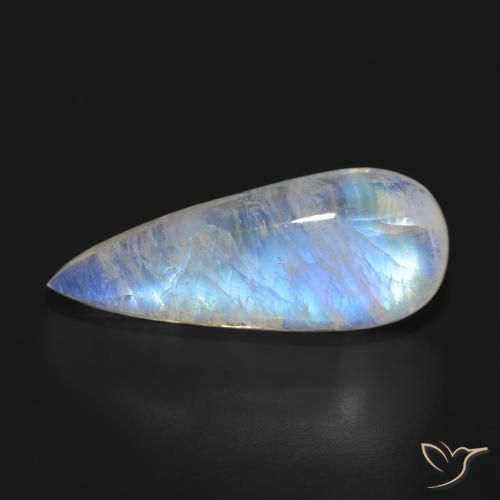 18.31ct Natural Blanco azulado Piedra lunar arcoíris, En forma de pera, Translúcido