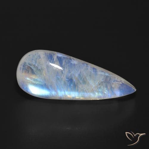 Piedra lunar arcoíris Blanco azulado natural de 18.31 ct, En forma de pera, Translúcido