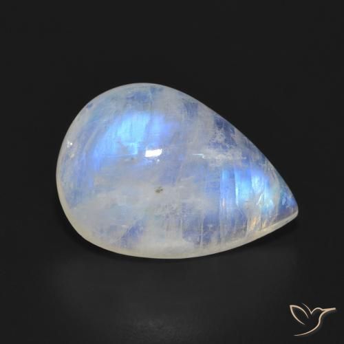 9.55ct Natural Blanco azulado Piedra lunar arcoíris, En forma de pera, Translúcido