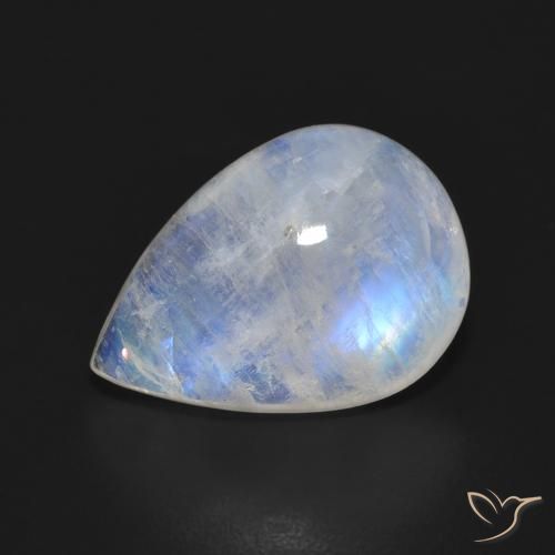 Piedra lunar arcoíris Blanco azulado natural de 9.55 ct, En forma de pera, Translúcido