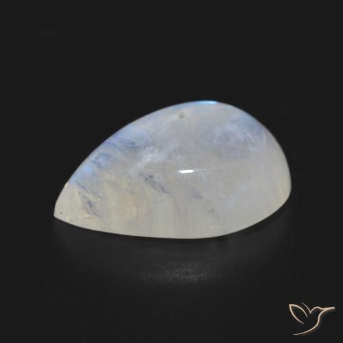 Piedra lunar arcoíris Blanco azulado natural de 9.55 ct, En forma de pera, Translúcido