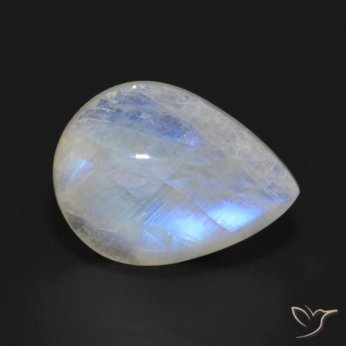 10.73ct Natural Blanco azulado Piedra lunar arcoíris, En forma de pera, Translúcido