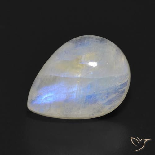 Piedra lunar arcoíris Blanco azulado natural de 10.73 ct, En forma de pera, Translúcido