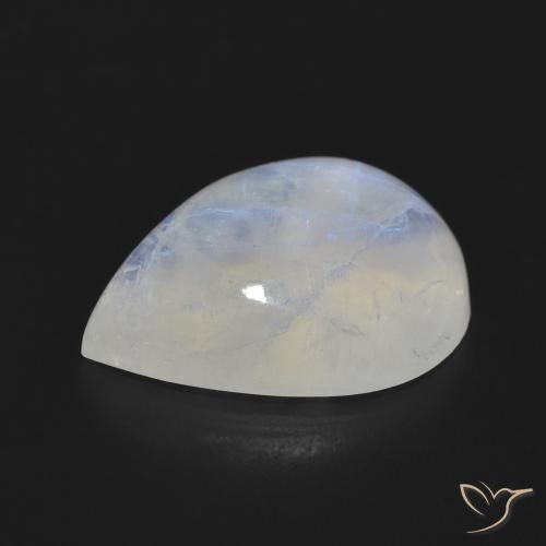 Piedra lunar arcoíris Blanco azulado natural de 11.64 ct, En forma de pera, Translúcido