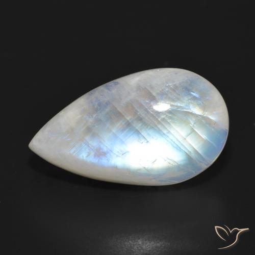 21.04ct Natural Blanco azulado Piedra lunar arcoíris, En forma de pera, Translúcido