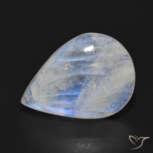 18.06ct Natural Blanco azulado Piedra lunar arcoíris, En forma de pera, Translúcido