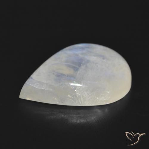 Piedra lunar arcoíris Blanco azulado natural de 18.06 ct, En forma de pera, Translúcido