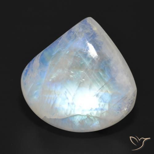 Piedra lunar arcoíris Blanco azulado natural de 30.80 ct, En forma de pera, Translúcido