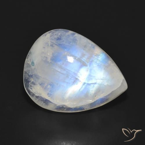 13.18ct Natural Blanco azulado Piedra lunar arcoíris, En forma de pera, Translúcido, Photo A