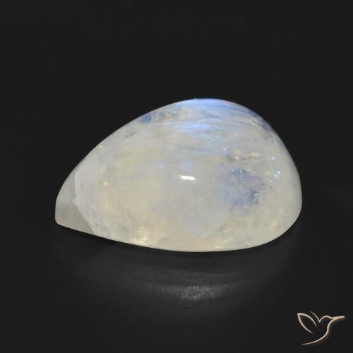 Piedra lunar arcoíris Blanco azulado natural de 13.18 ct, En forma de pera, Translúcido