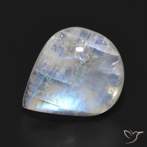Piedra lunar arcoíris Blanco azulado natural de 11.15 ct, En forma de pera, Translúcido