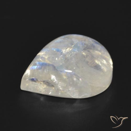 Piedra lunar arcoíris Blanco azulado natural de 11.15 ct, En forma de pera, Translúcido