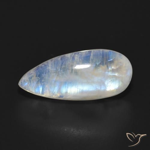 7.88ct Natural Blanco azulado Piedra lunar arcoíris, En forma de pera, Translúcido