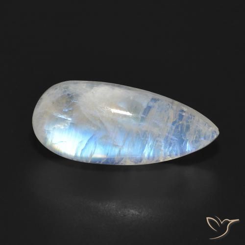 Piedra lunar arcoíris Blanco azulado natural de 7.88 ct, En forma de pera, Translúcido