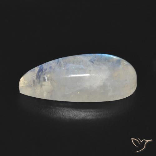 Piedra lunar arcoíris Blanco azulado natural de 7.88 ct, En forma de pera, Translúcido