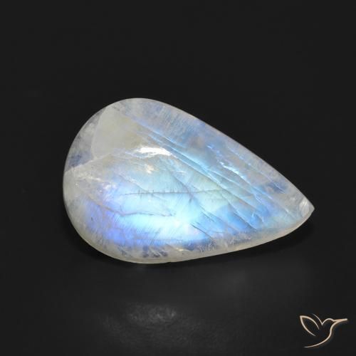 7.05ct Natural Blanco azulado Piedra lunar arcoíris, En forma de pera, Translúcido